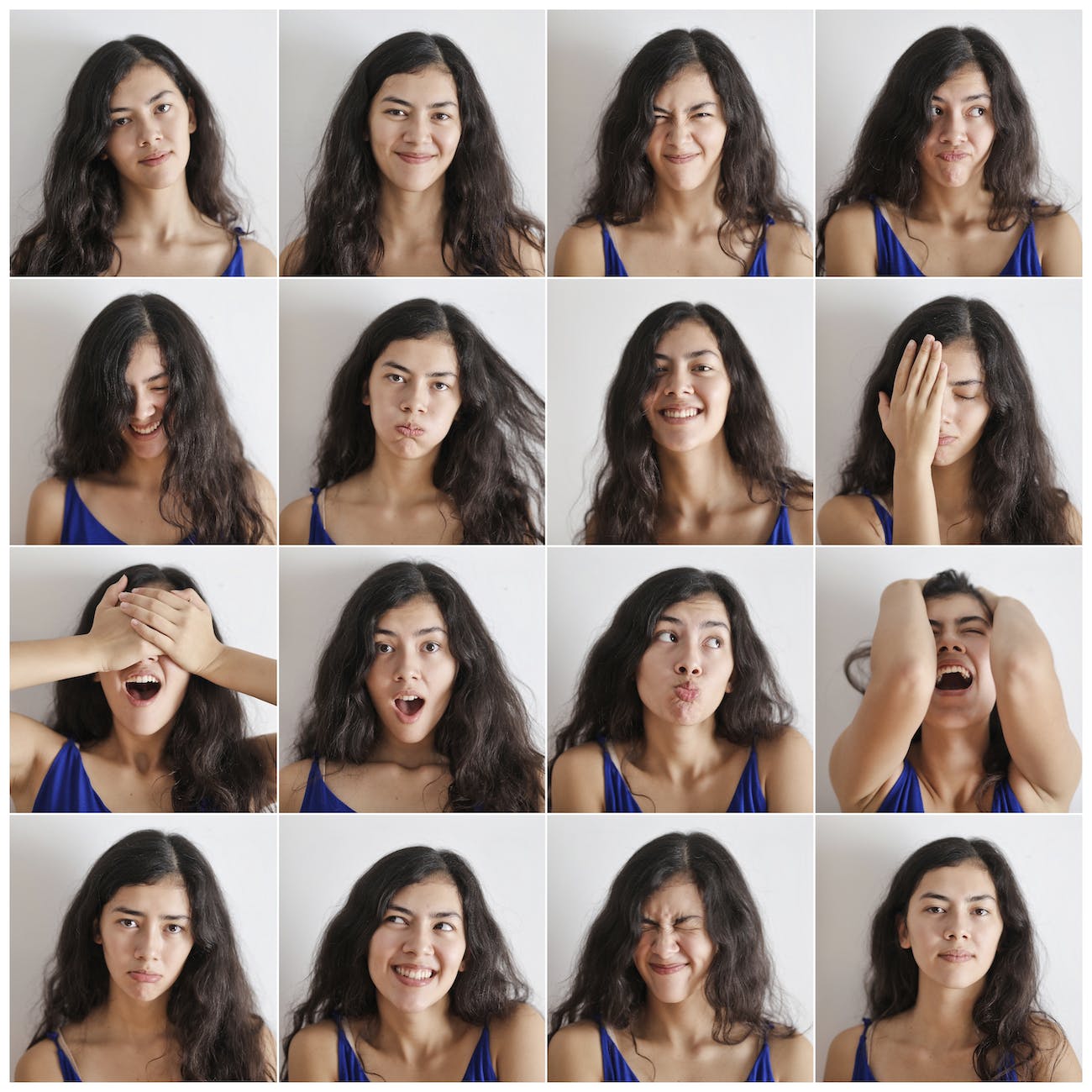 collage van portretten van vrolijke vrouw