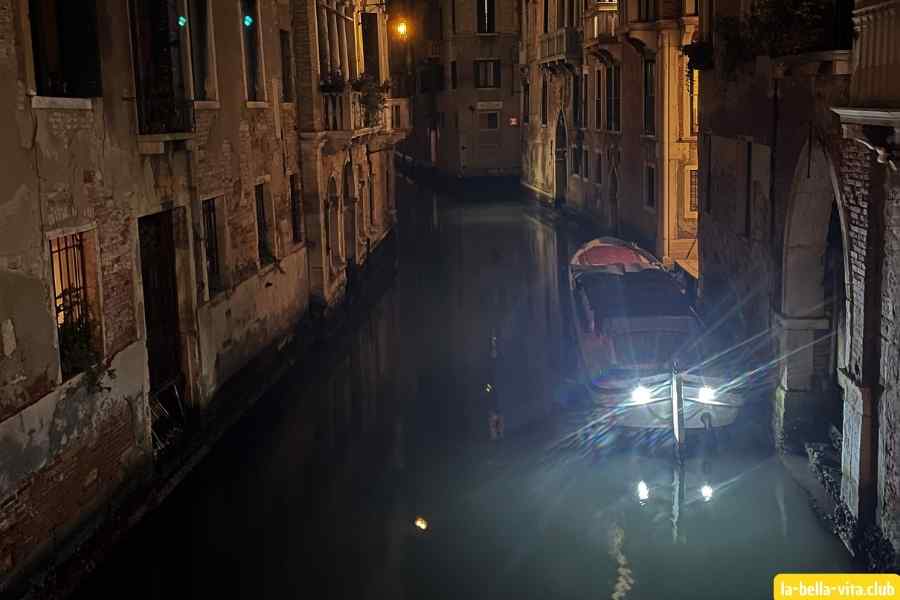 venedig, kanal, boot, nachts