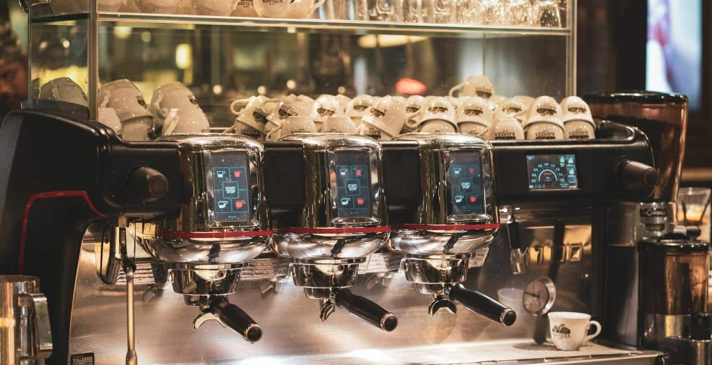 modern coffee machine in milan cafe