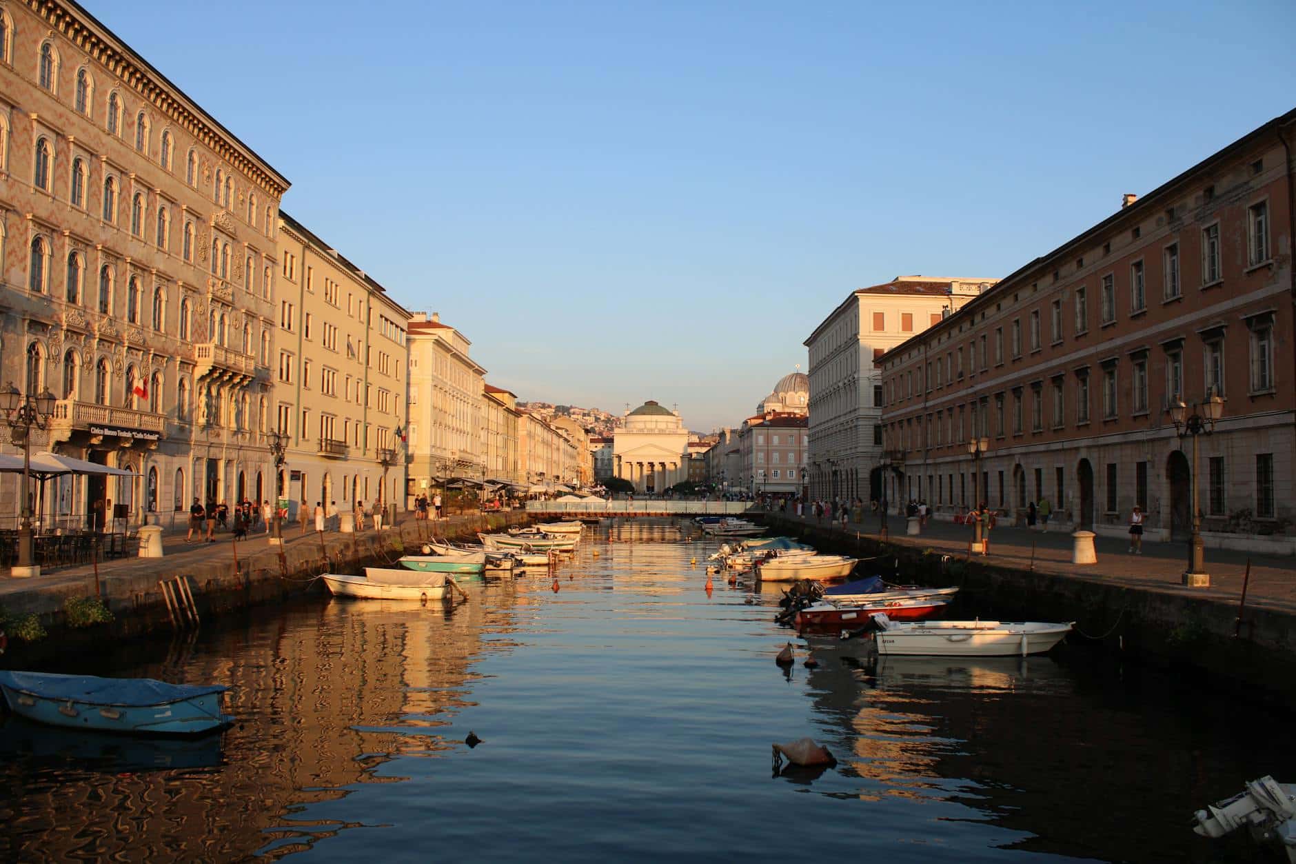 scenic sunset view of canal in trieste italy