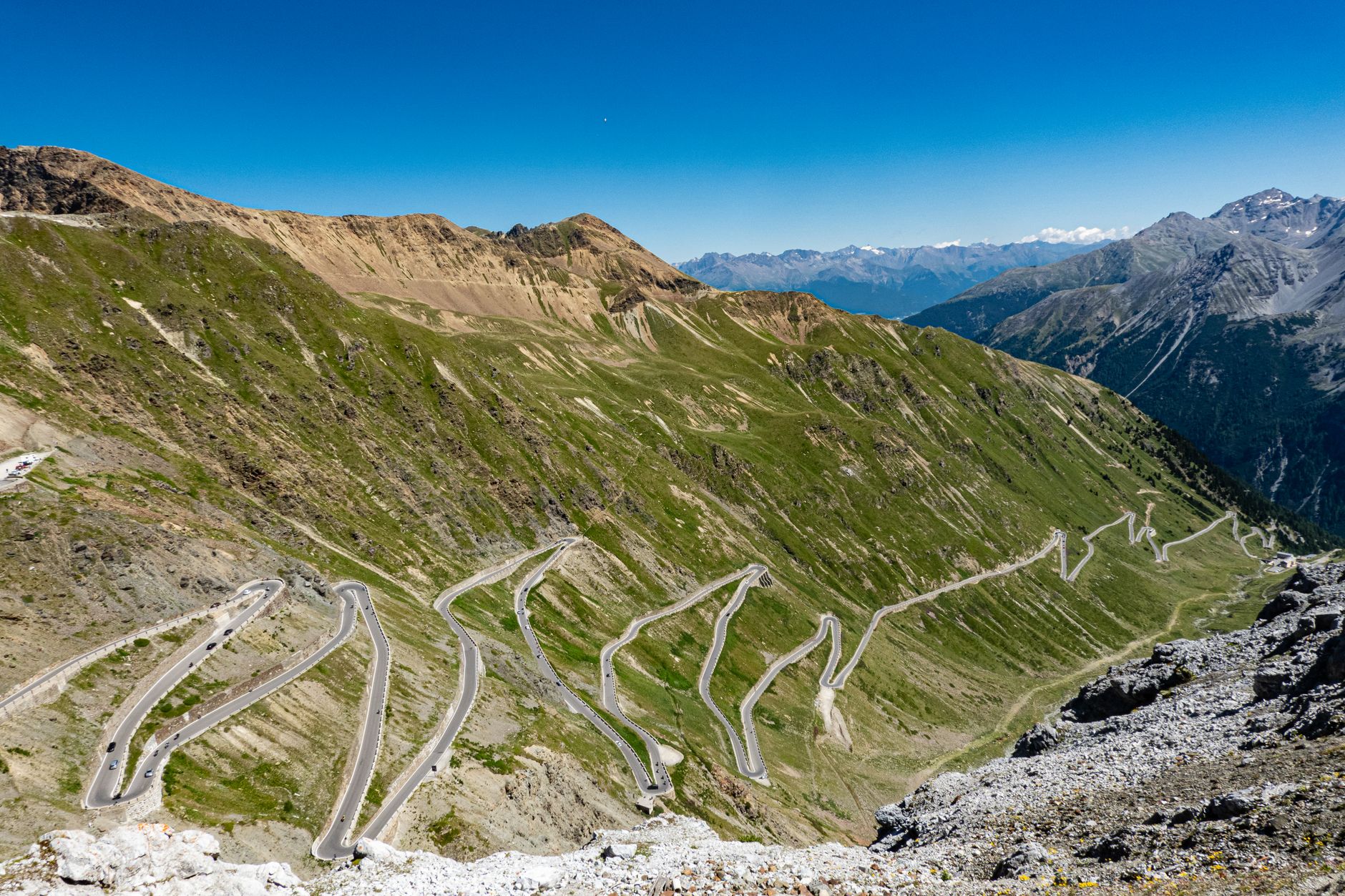 scenic view of stelvio pass mountain road